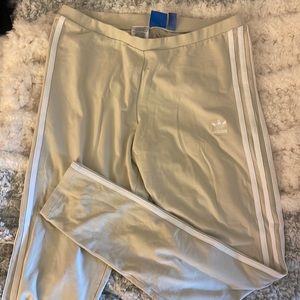 Adidas beige 3 stripe leggings